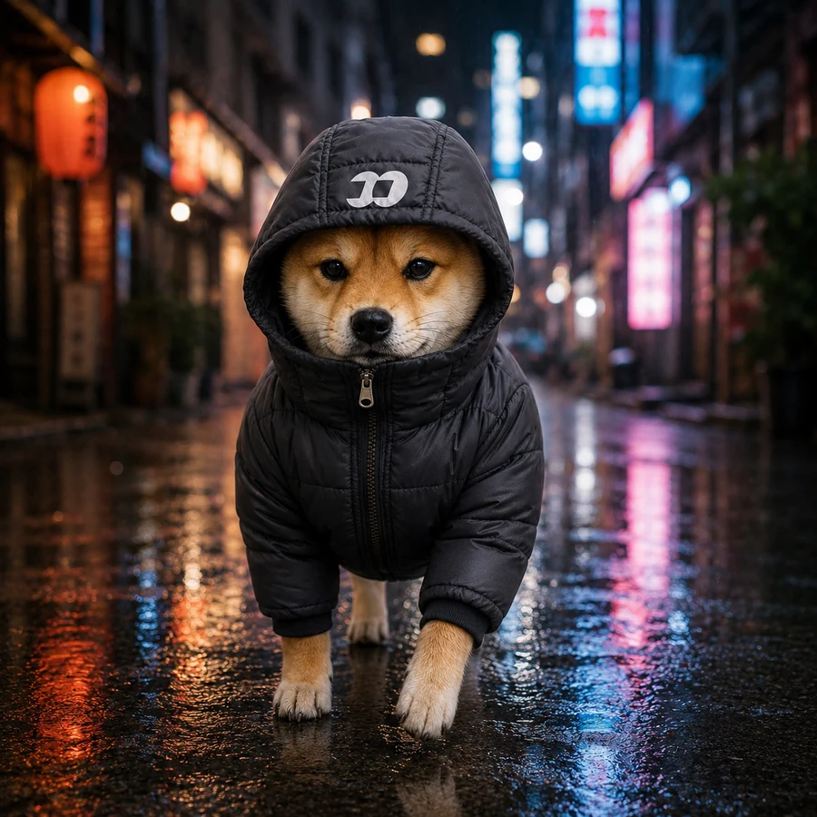 dogwiffomo aura in a neon city street