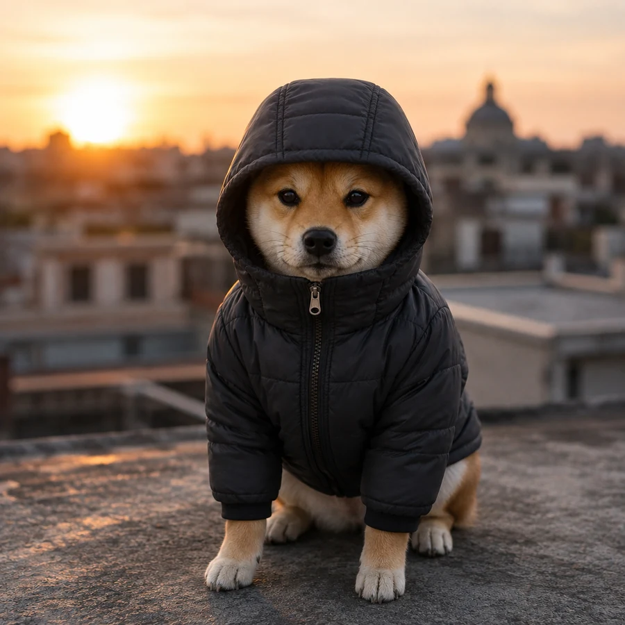 dogwiffomo aura on a rooftop at sunset